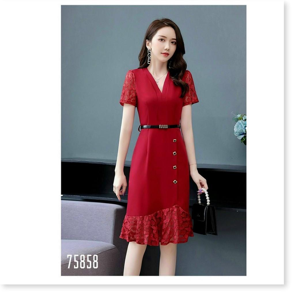 ĐẦM UMI TAY NGẮN,CỔ V,HỌA TIẾT TRƠN NHƯNG VÔ CÙNG SANG TRỌNG THỜI TRANG KING STORE