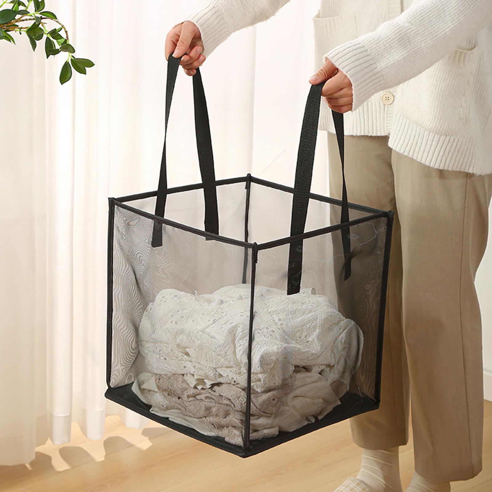 Laundry Basket Mesh Laundry Hamper with Handles Collapsible Clothes Hamper Dirty Clothes Laundry Basket for Dorm Laundry Room