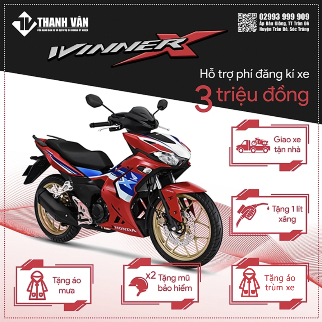 Xe Máy Honda Winner X-Phiên Bản Đường Đua-Phanh ABS-Đỏ Xanh Trắng Đen 2023