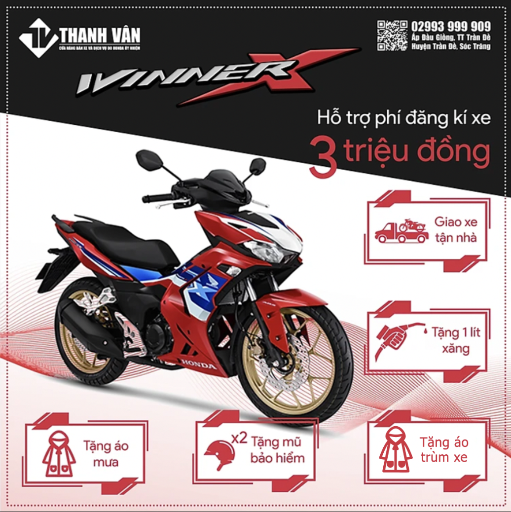 Xe Máy Honda Winner X-Phiên Bản Đường Đua-Phanh ABS-Đỏ Xanh Trắng Đen