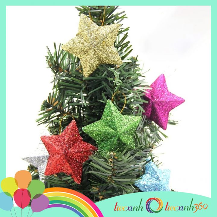 Set 6 ngôi sao kim tuyến 5cm treo cây thông Noel