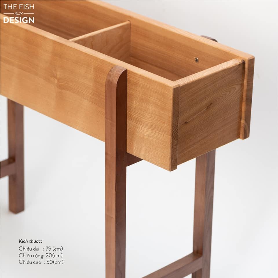 Hộp Kệ Gỗ Dài Trồng Cây XL | The Fish Design | Gỗ Sồi | Kích Thước D75 x R20 x C55