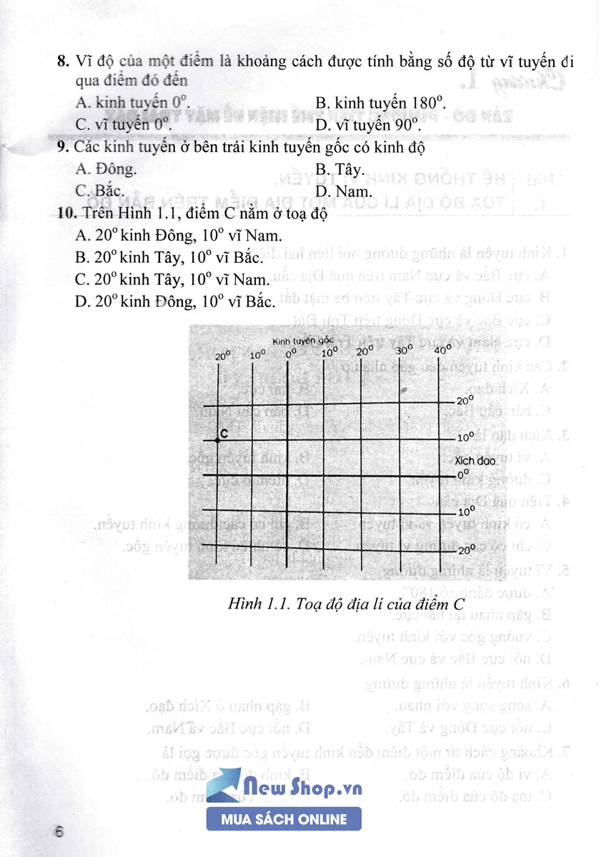 Trắc Nghiệm Địa Lí Lớp 6