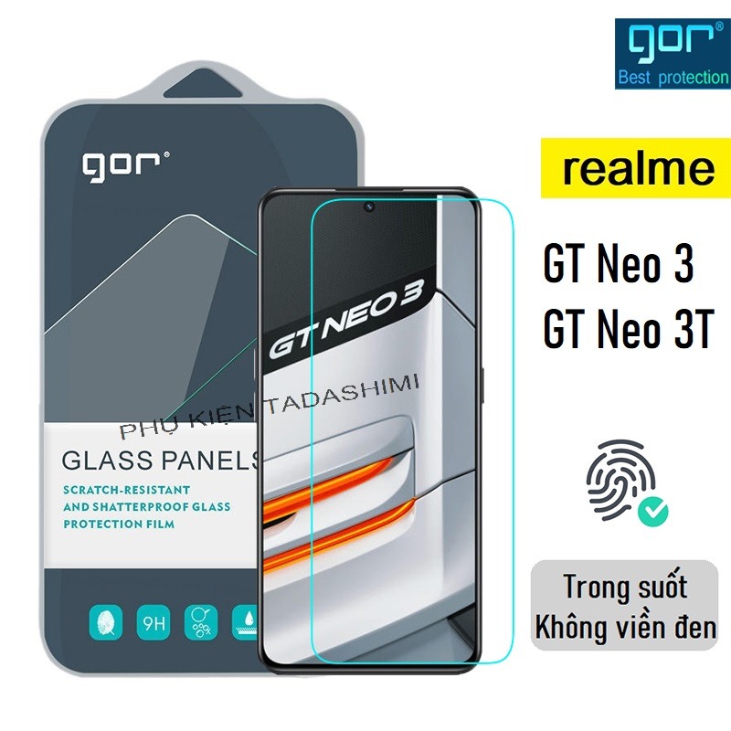 Bộ 2 Kính Cường Lực Gor cho Realme GT Neo 3/ Realme GT Neo 3T Trong Suốt, Không Viền Đen 9H Vát 2.5D - Hàng nhập khẩu