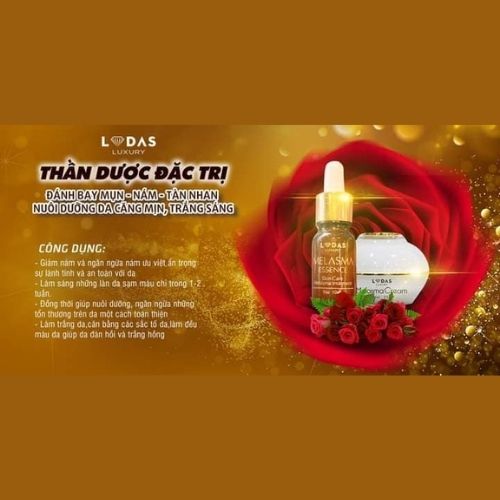 Cao Nám Hoa Hồng kết hợp Serum Nước Thần Lodas Luxury - Bộ đôi đình đám đặc trị hiệu quả da nám, tàn nhang, làm mờ vết sẹo, đốm đen, tái tạo và dưỡng ẩm cho da giúp da căng bóng, trắng sáng, tươi trẻ