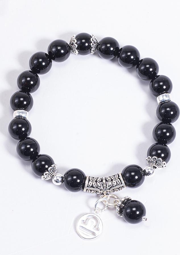 Vòng Tay Phong Thủy Đá Obsidian Phối Charm Cung Hoàng Đạo Thiên Bình Mệnh Thủy, Mộc Ngọc Quý Gemstones