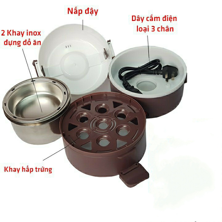 Hộp Cơm Cắm Điện Giữ Nhiệt 3 Tầng Inox, chức năng nấu chín, ủ nóng cơm, thức ăn (Hàng loại 1) tặng kèm móc khóa Shopping online