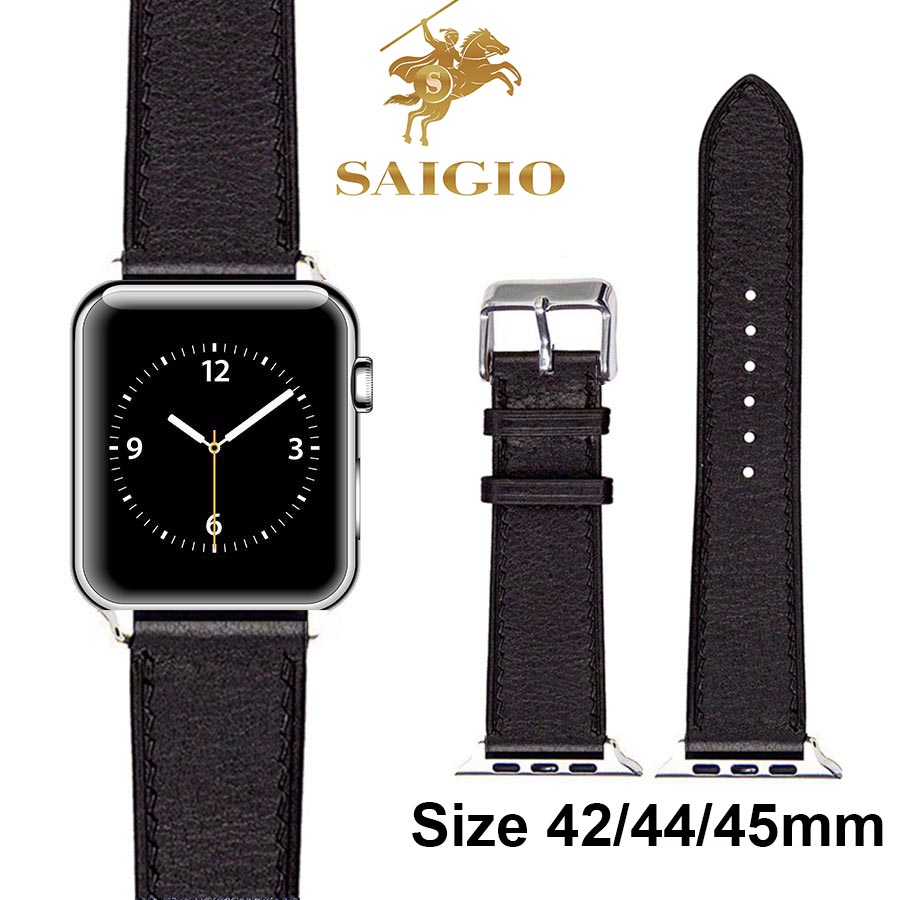 Dây Apple Watch 49mm 45mm 44mm 42mm, Chất Liệu Da Bò Cao Cấp, Dây Đeo Phong Cách Cổ Điển, Tương Thích Các Phiên Bản Series Ultra2/Ultra/SE2/SE/9/8/7/6/5/4/3/2/1 - Đen