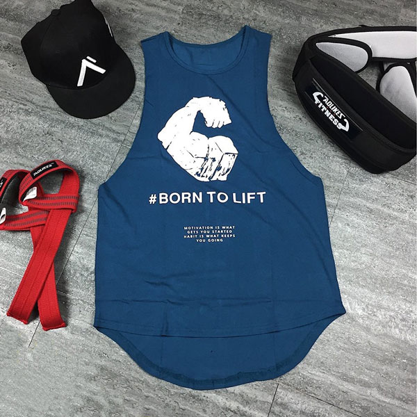 Áo Tập Gym Nam Tanktop 3 Lỗ Born To Lift Chất Cotton Cao Cấp Thấm Hút Mồ Hôi