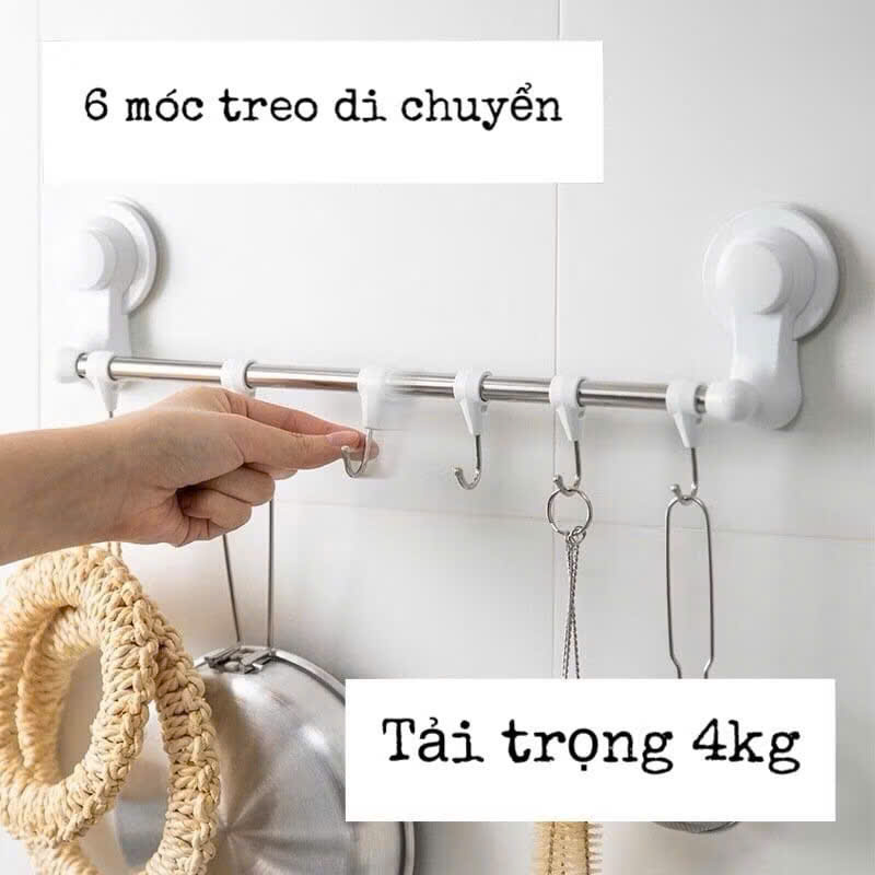 Móc Treo Đồ Hút Chân Không, Thanh Ngang Treo Đồ Kèm Móc - HÀNG CHÍNH HÃNG MINIIN