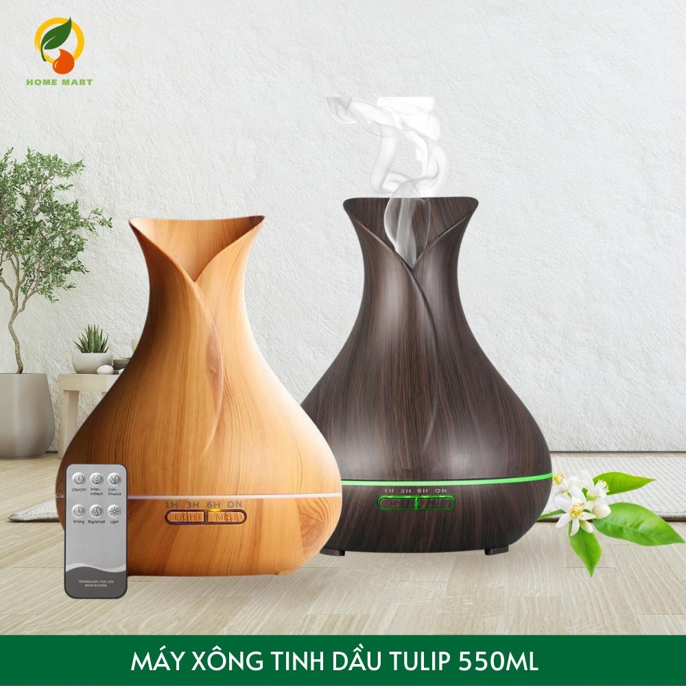 Máy khuếch tán hoa Tulip cỡ lớn 550ML: tạo độ ẩm, tạo hương thơm, xua đuổi muỗi, remote điều khiển từ xa