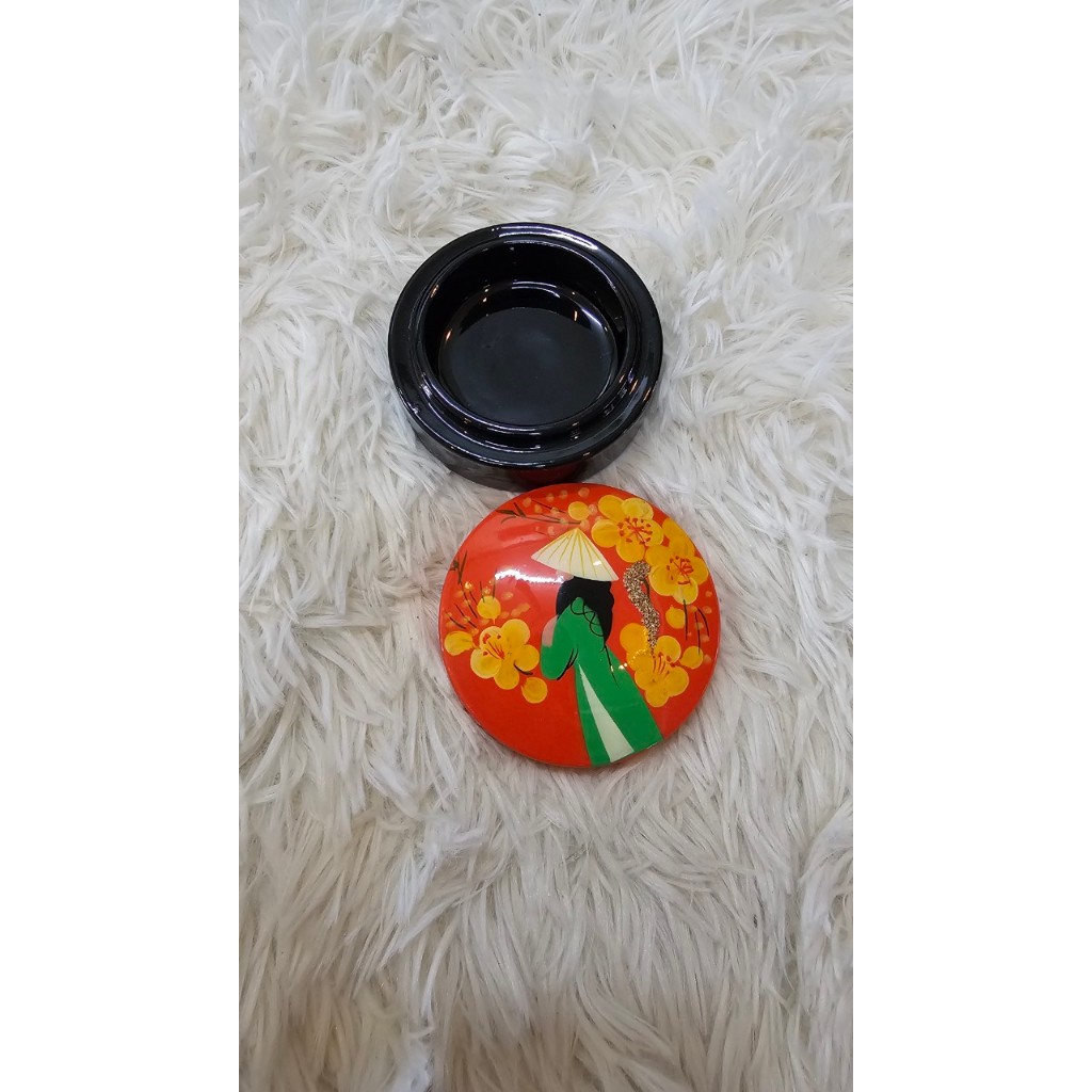 Hộp phấn tròn sơn mài cao cấp Thanh Bình Lê size 10x5 cm đựng đồ vật nhỏ, bánh kẹo mứt, trang trí