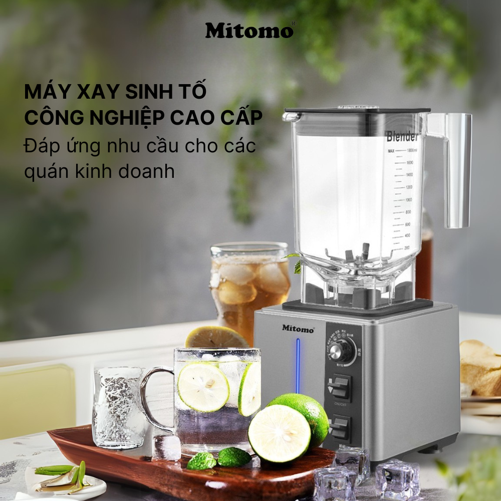 Máy xay công nghiệp, máy xay sinh tố đa năng Mitomo KD-1800, chuyên dụng cho kinh doanh hàng chính hãng - BH 3 năm