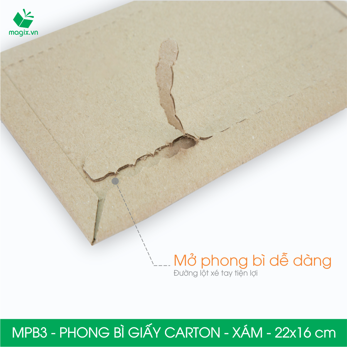 MPB3 -22x16cm - COMBO 60 PHONG BÌ GIẤY CARTON ĐÓNG HÀNG MÀU XÁM