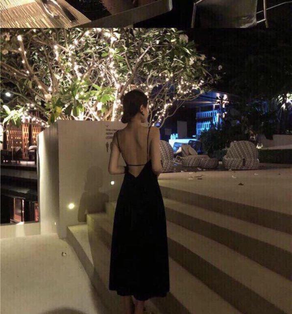 Đầm maxi hở lưng cổ V (có ảnh thật