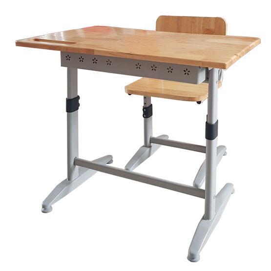 Bàn Học Sinh Gỗ Cao Su Tự Nhiên BHS-14-07CS Khung Thép Sơn Tĩnh Điện Mặt Bàn Điều Chỉnh Độ Nghiêng