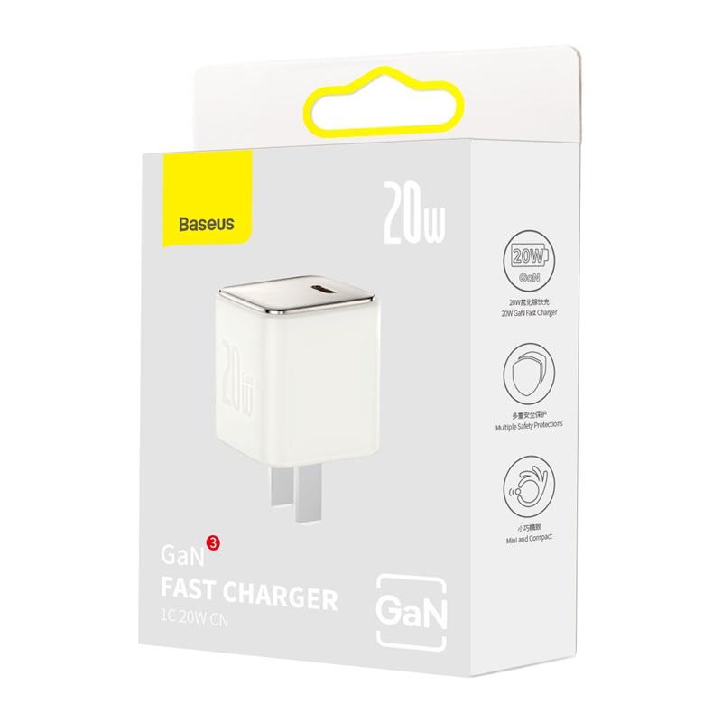 Cốc Sạc Nhanh Baseus GaN3 Fast Charger 1C 20W USB Type C Charger PD, Quick Charge 4.0 QC 3.0 (Hàng chính hãng)