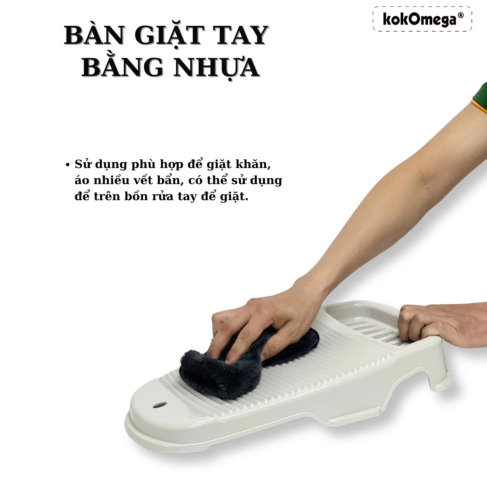 Bàn Chà Toilet , Bàn Giặt Tay Chống Trơn Trượt Bằng Nhựa Có Hộp Xà Phòng kokOmgea Hàn Quốc ( AJ-0790)
