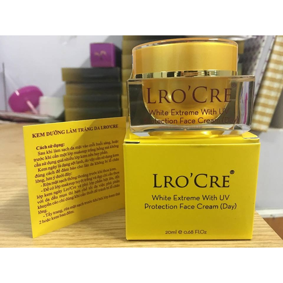 KEM NGỪA NÁM DƯỠNG TRẮNG DA MẶT LRO’CRE - DAY CREAM Tặng kèm Miếng Rửa Mặt Bọt Biển
