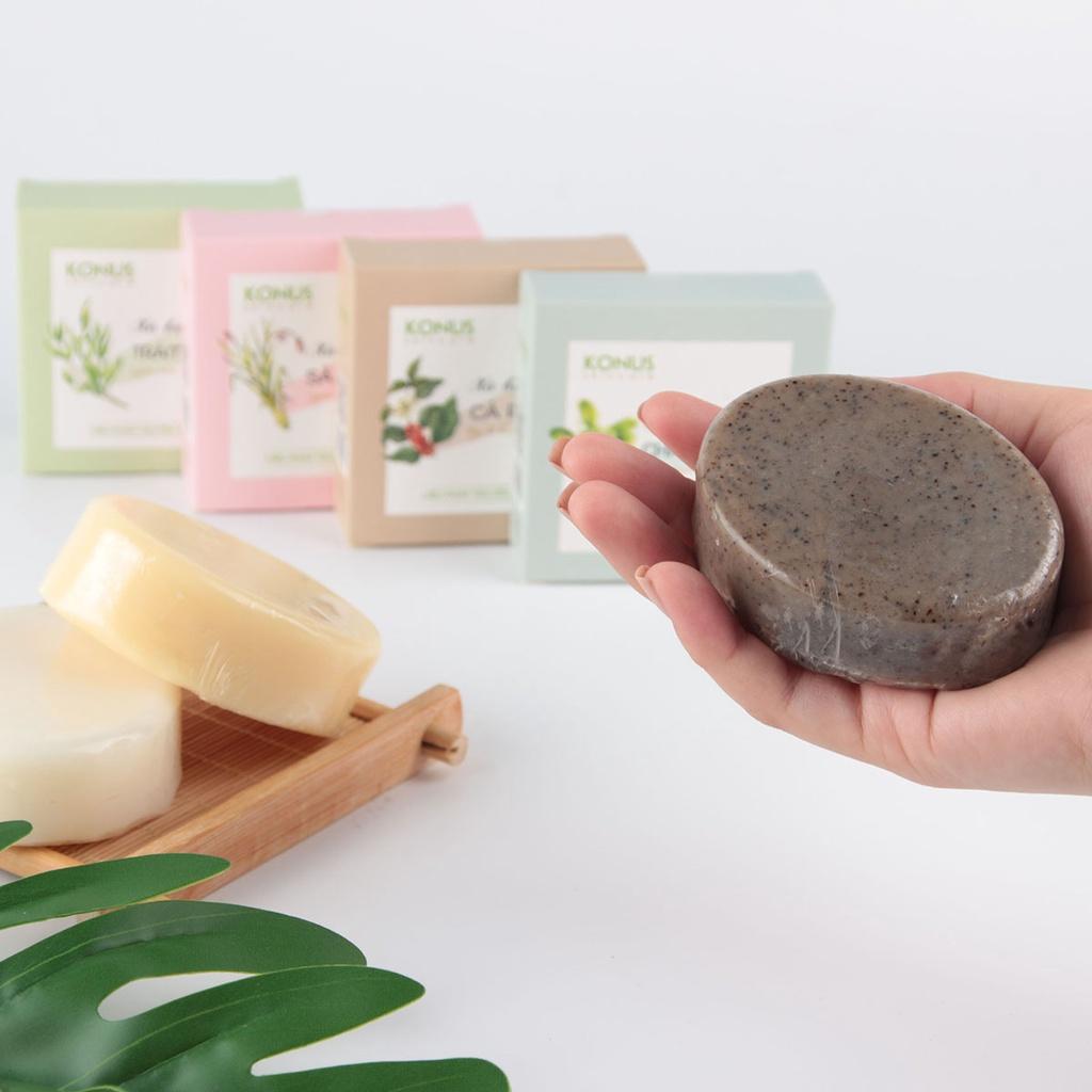 Konus Sả Hoa Hồng 100g - Xà bông thiên nhiên tinh dầu Sả & Hoa Hồng kết hợp dầu dưỡng, giúp làm sạch da, dưỡng