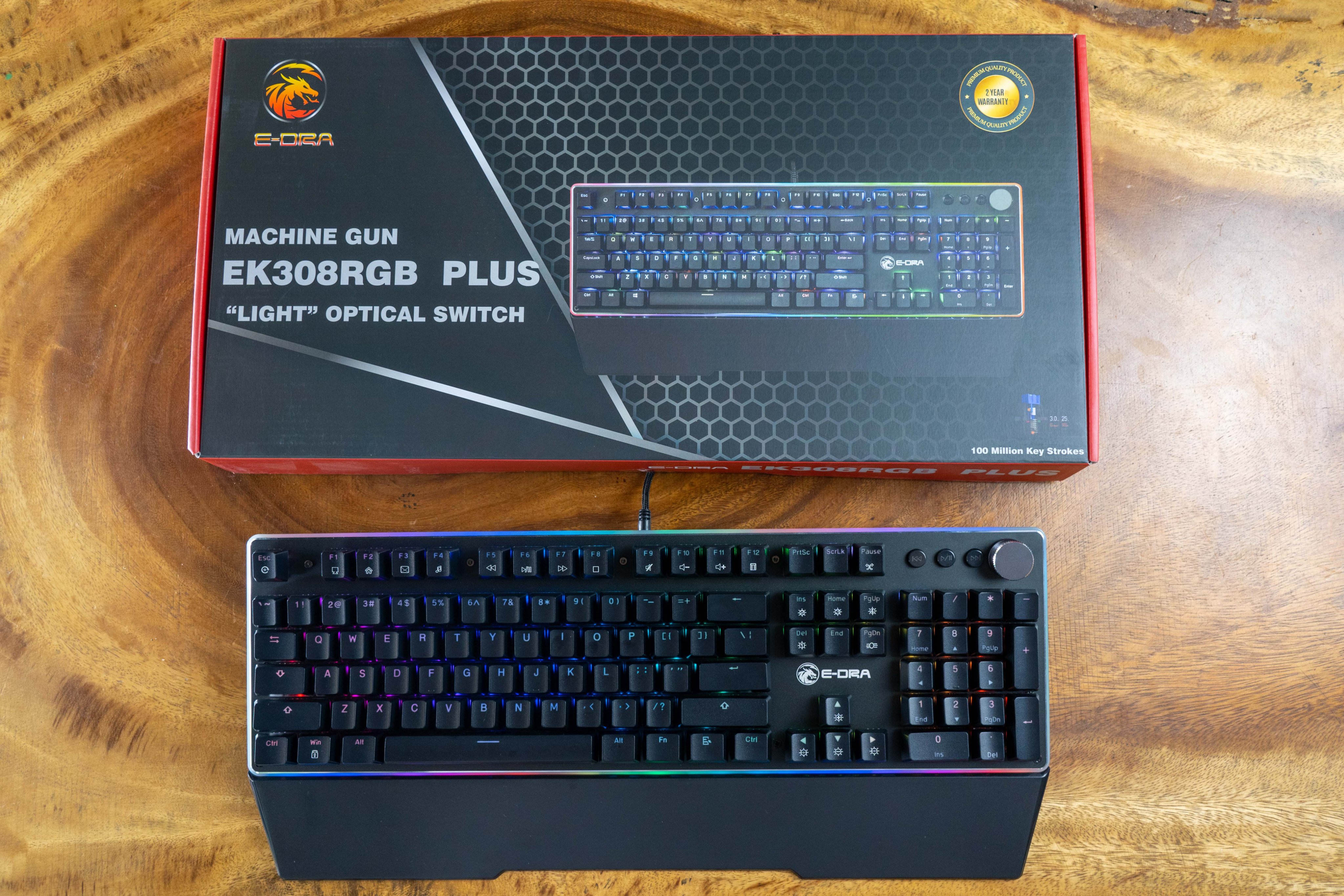 Bàn phím chơi game cơ quang E-DRA EK308 RGB Plus - Hàng chính hãng 