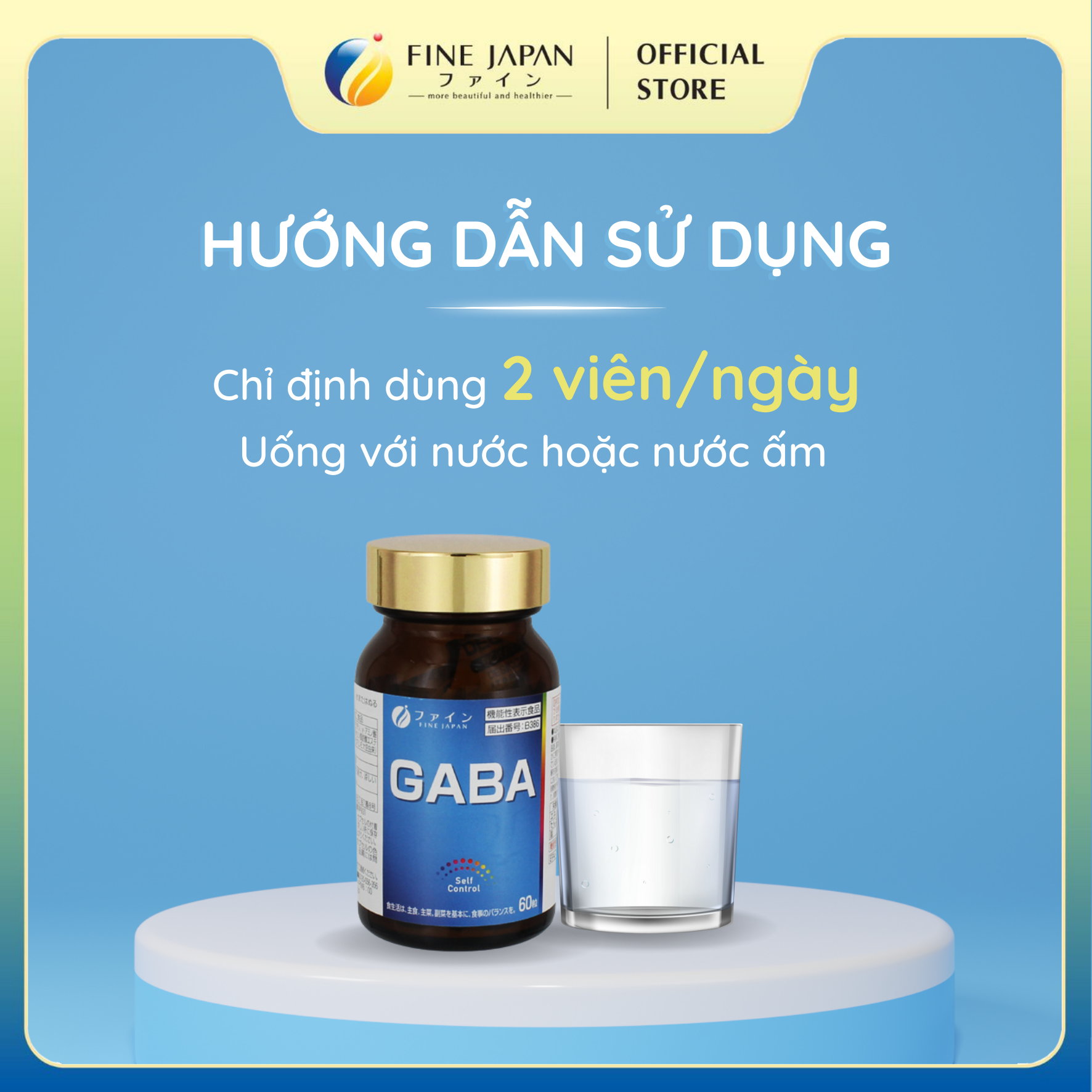 Viên Uống GABA FINE JAPAN ổn định huyết áp phòng ngừa đột quỵ hộp 60 viên