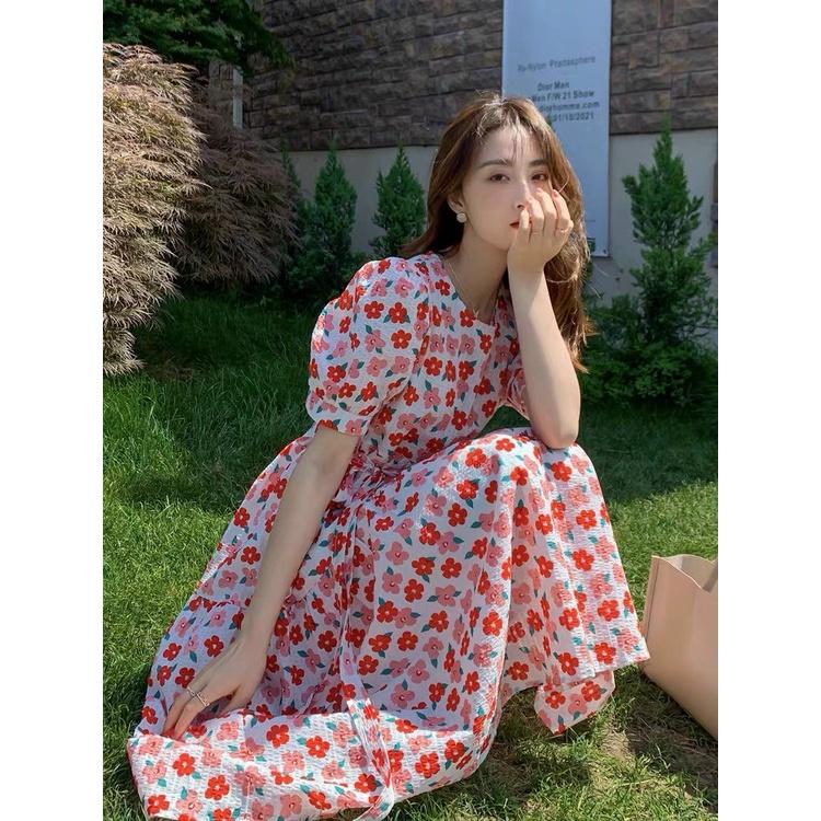Váy bầu  mùa hè, dáng xòe tầng cho mẹ bầu-đầm bầu xinh hoa nhí freesize 45-65kg