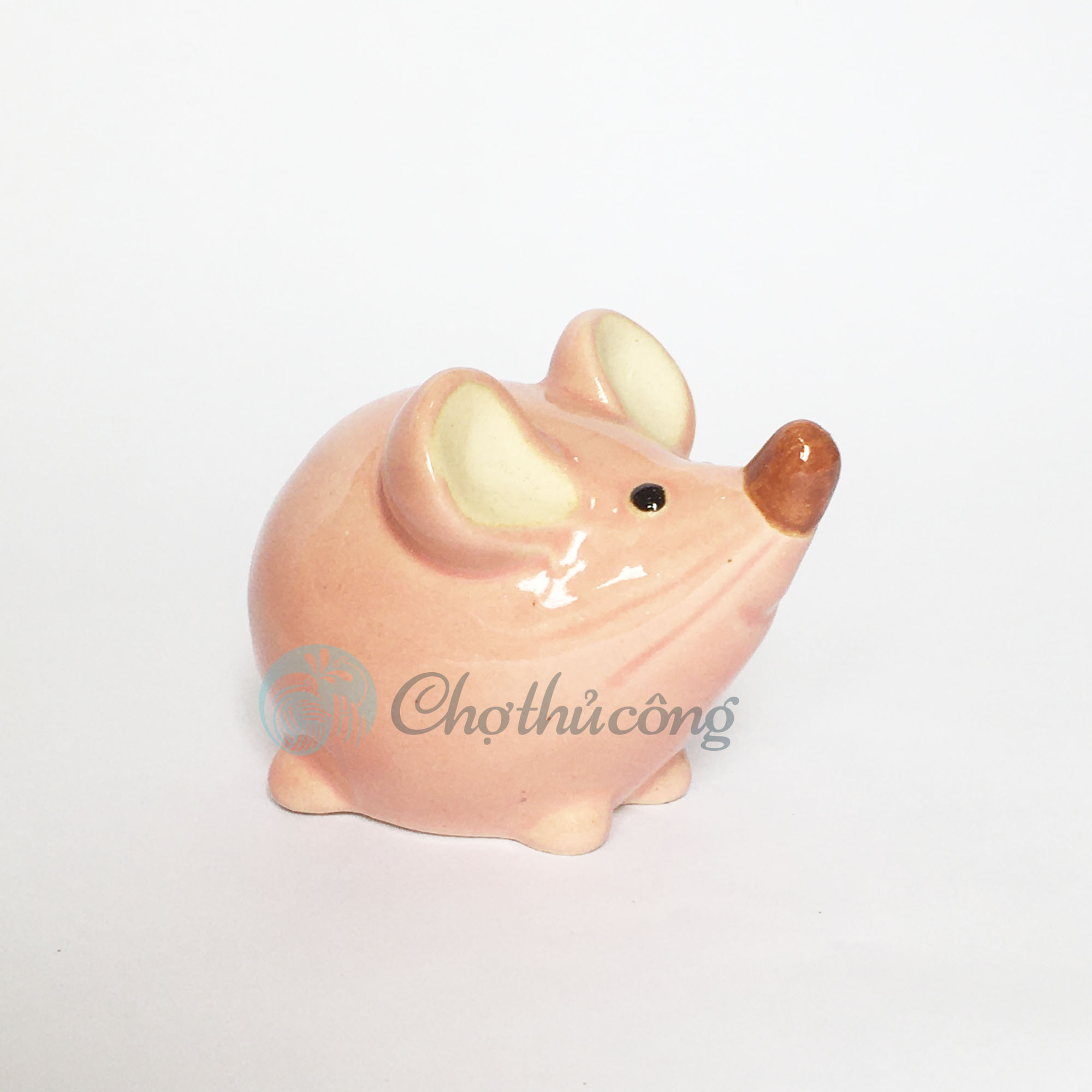 Chú Chuột gốm sứ tráng men mini - Tượng gốm xinh xắn trang trí vườn, thú gốm decor vintage