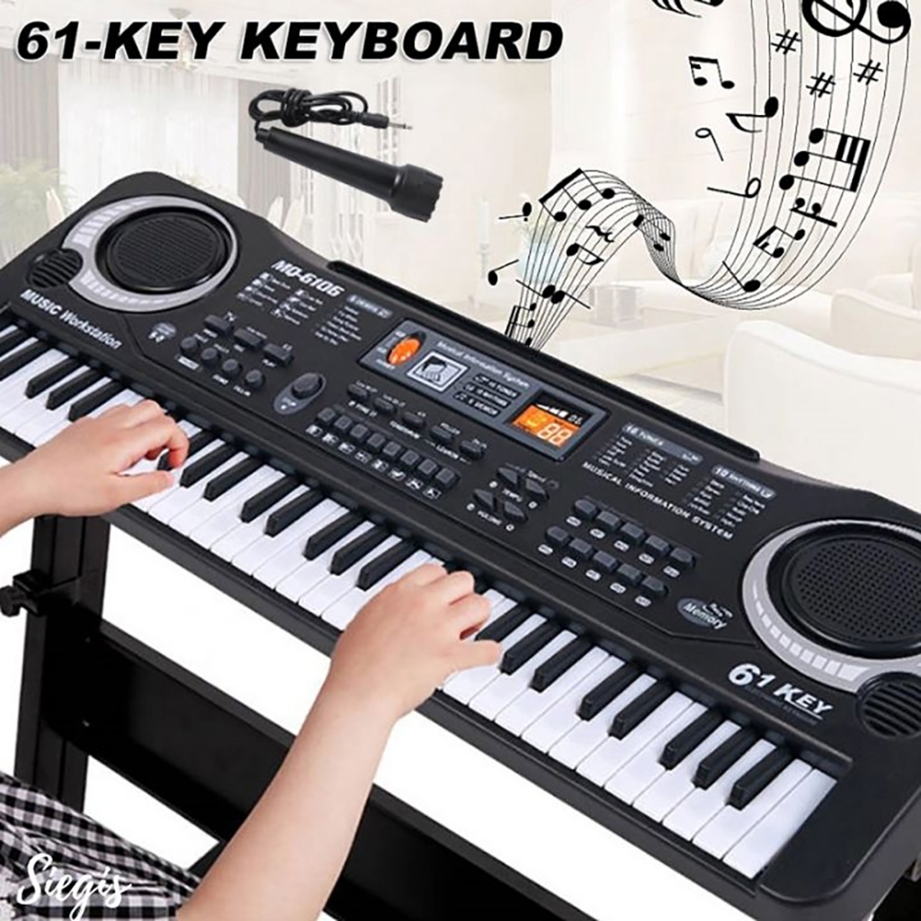 Đàn Piano Cao Cấp Electronic Keyboard 61 Phím Kèm Mic Cho Bé, Nhiều Chức Năng - Đồ Chơi Cho Bé