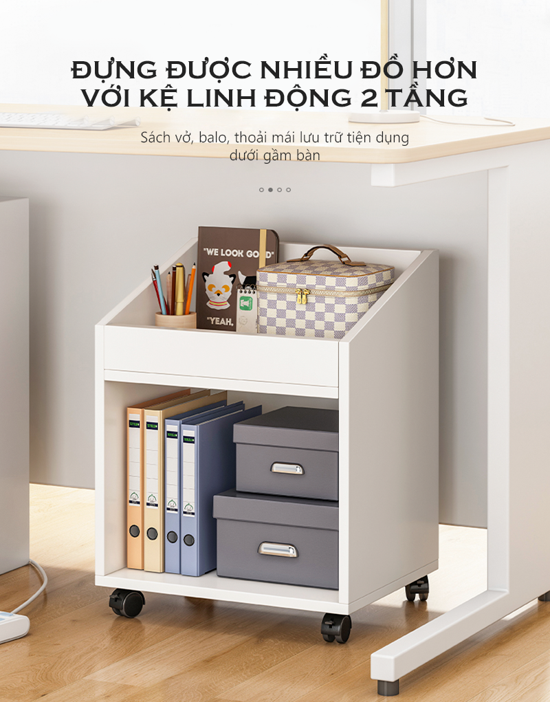 Kệ Gỗ Bánh Xe Để Đồ Đa Năng Di Chuyển Dễ Dàng Nhiều Tầng - AP190