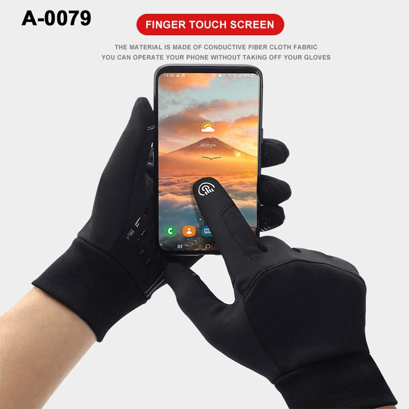 Mùa thu mùa đông cưỡi găng tay ấm áp xe đạp găng tay chạm vào màn hình đầy đủ ngón tay xe đạp chống nước chạy trượt tuyết ngoài trời unisex Color: 01 Black Zipper Size: XL