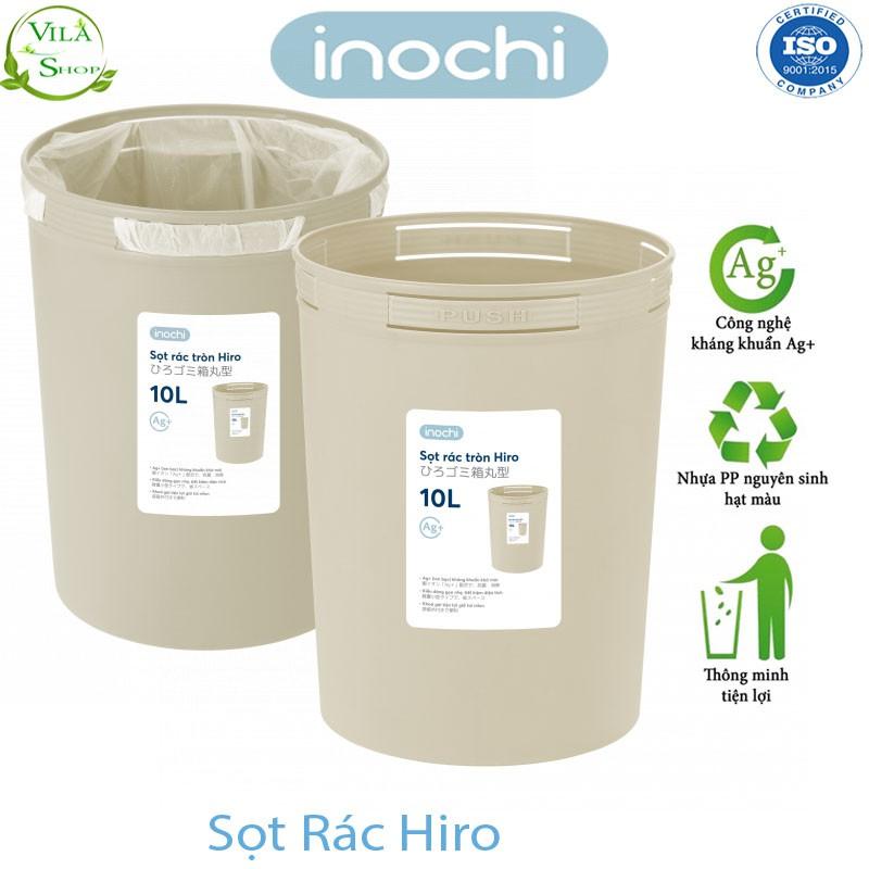 Thùng Đựng Rác, Giỏ Rác - Sọt Rác Tròn Hiro 5L-10L-15L Inochi Có Cài Túi Rác Đa Năng Tiện Lợi