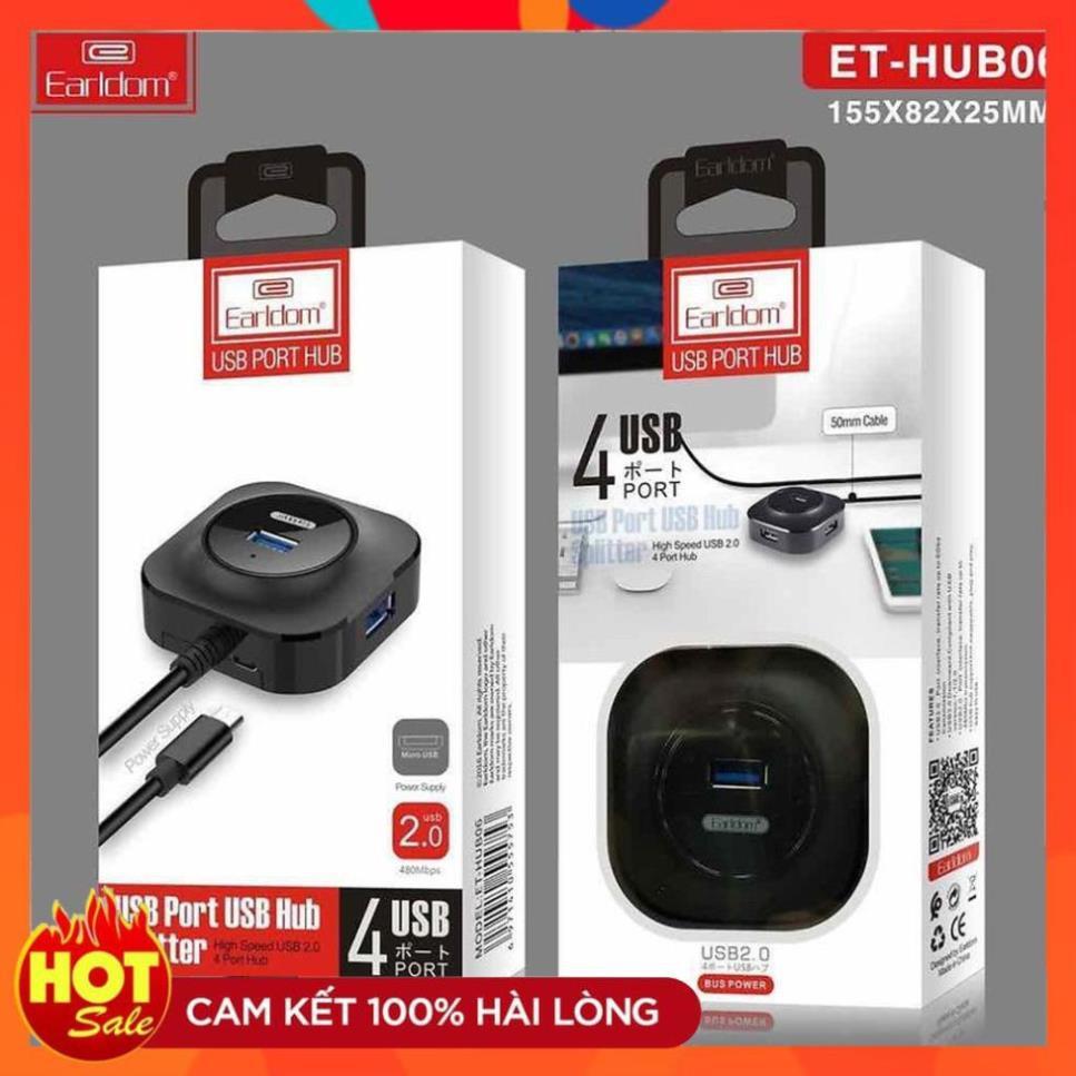 Hub USB 4 cổng Earldom HUB-06 - Bộ chia USB 1 ra 4 - Hàng Chính Hãng