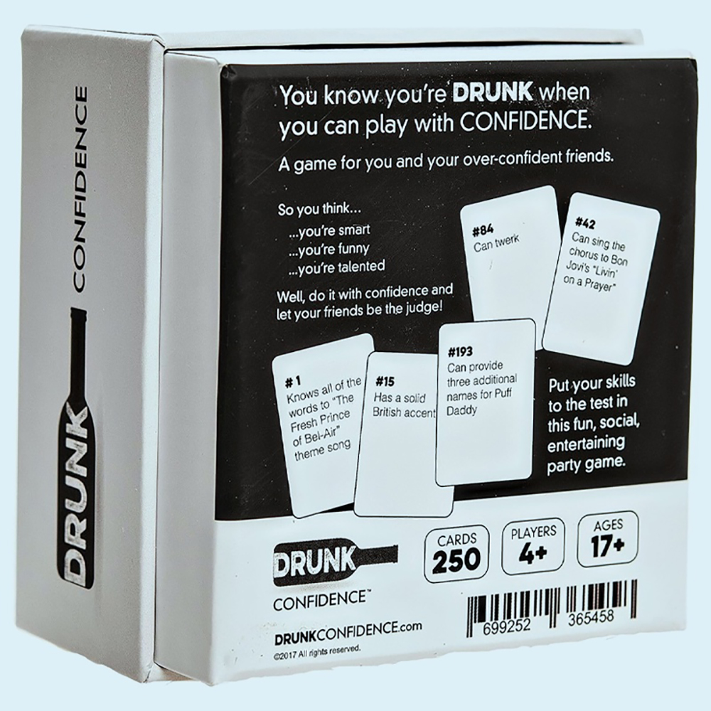 Bộ bài Drinking Game tiếng Anh Drunk Confidence dành cho bữa tiệc tùng ăn nhậu uống rượu bia
