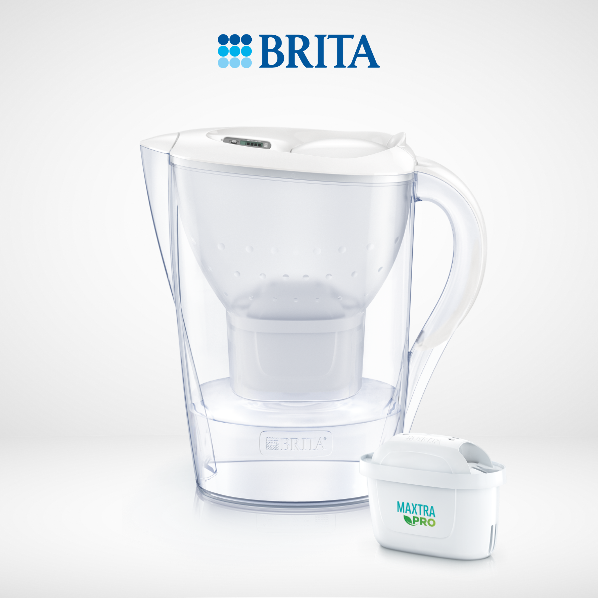 Bình lọc nước BRITA Marella Cool White 2.4L (có sẵn 1 lõi lọc Maxtra Pro 150L)