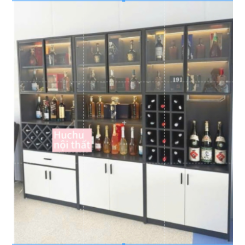 TỦ RƯỢU SANG TRỌNG khung gỗ cánh nhôm