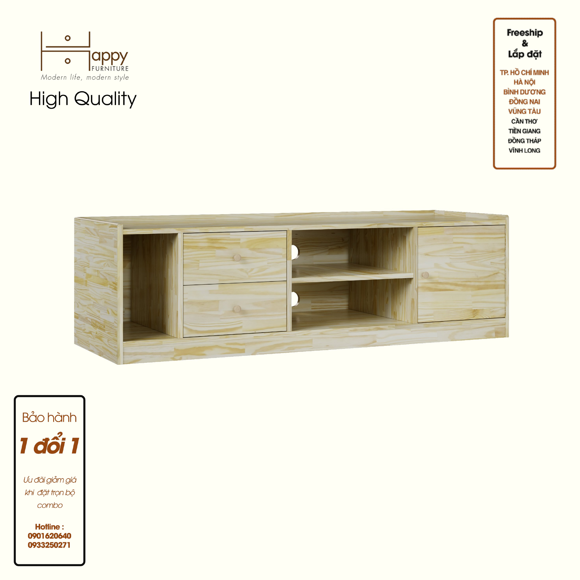 HAPPY FURNITURE , Gỗ tự nhiên , Kệ TV 2 ngăn kéo - GAMZE , KTV_059 , 160cm x 54cm x 48cm