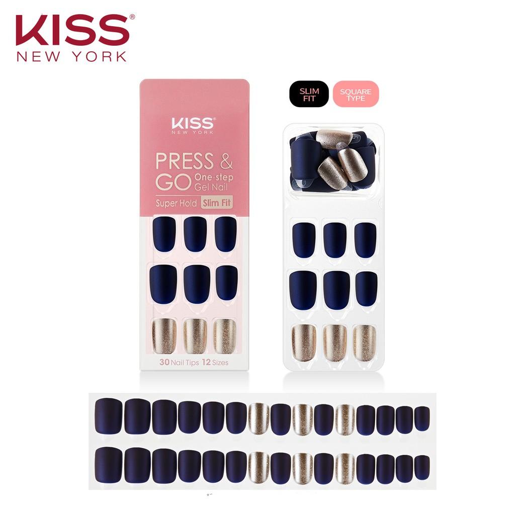 Bộ 30 Móng Tay Gel Tự Dán Press &amp; Go Kiss New York Nail Box - Midnight In New York (KPNS10K)