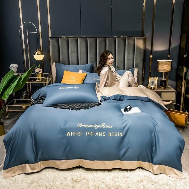 Bộ Chăn Ga Gối Phi Lụa DREAM CITY cao cấp 4 Món - Mềm Mịn Thoáng Mát -