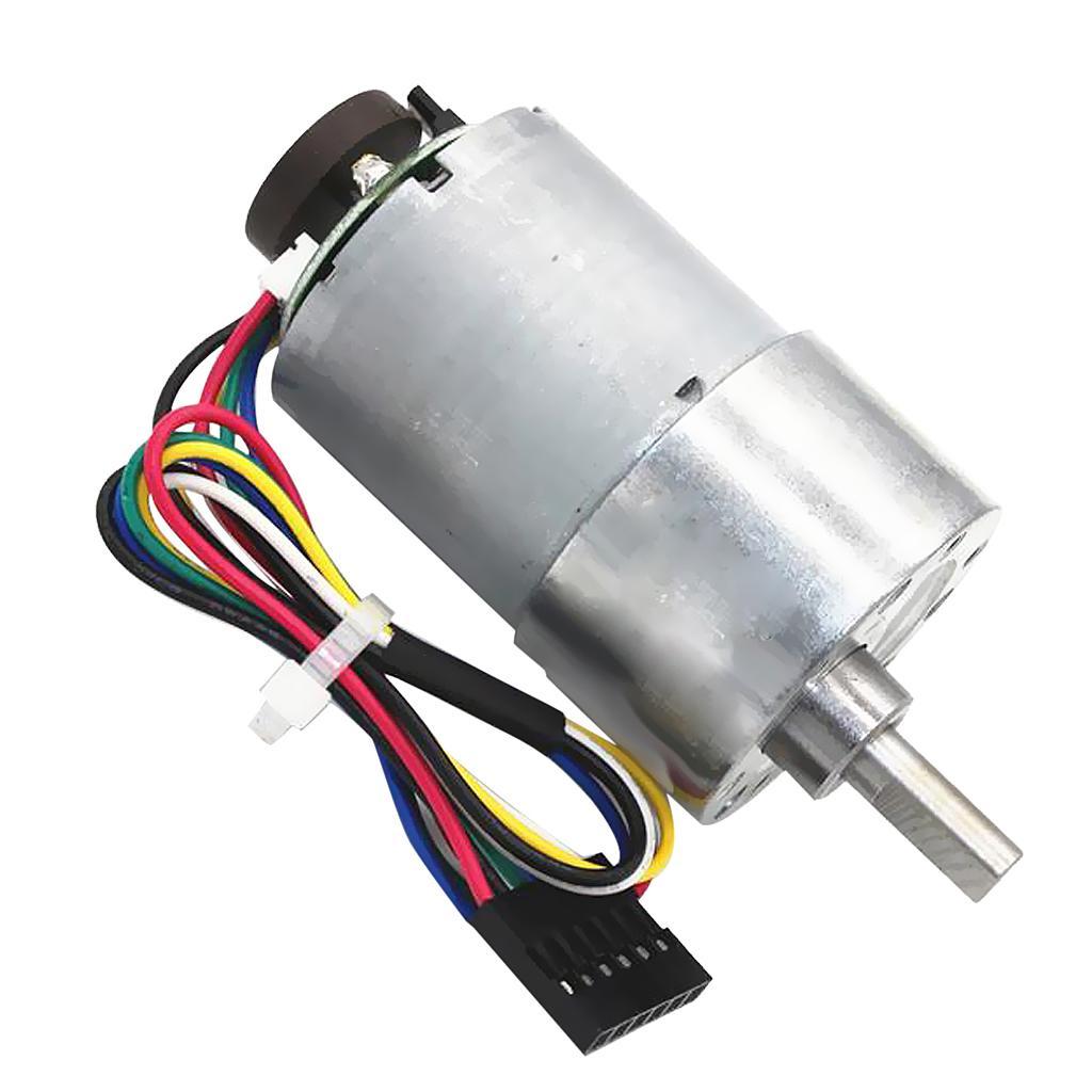 1PC DC12V Speed Reduction Gear DC Motor with Metal Encoder Coder 6-800rpm