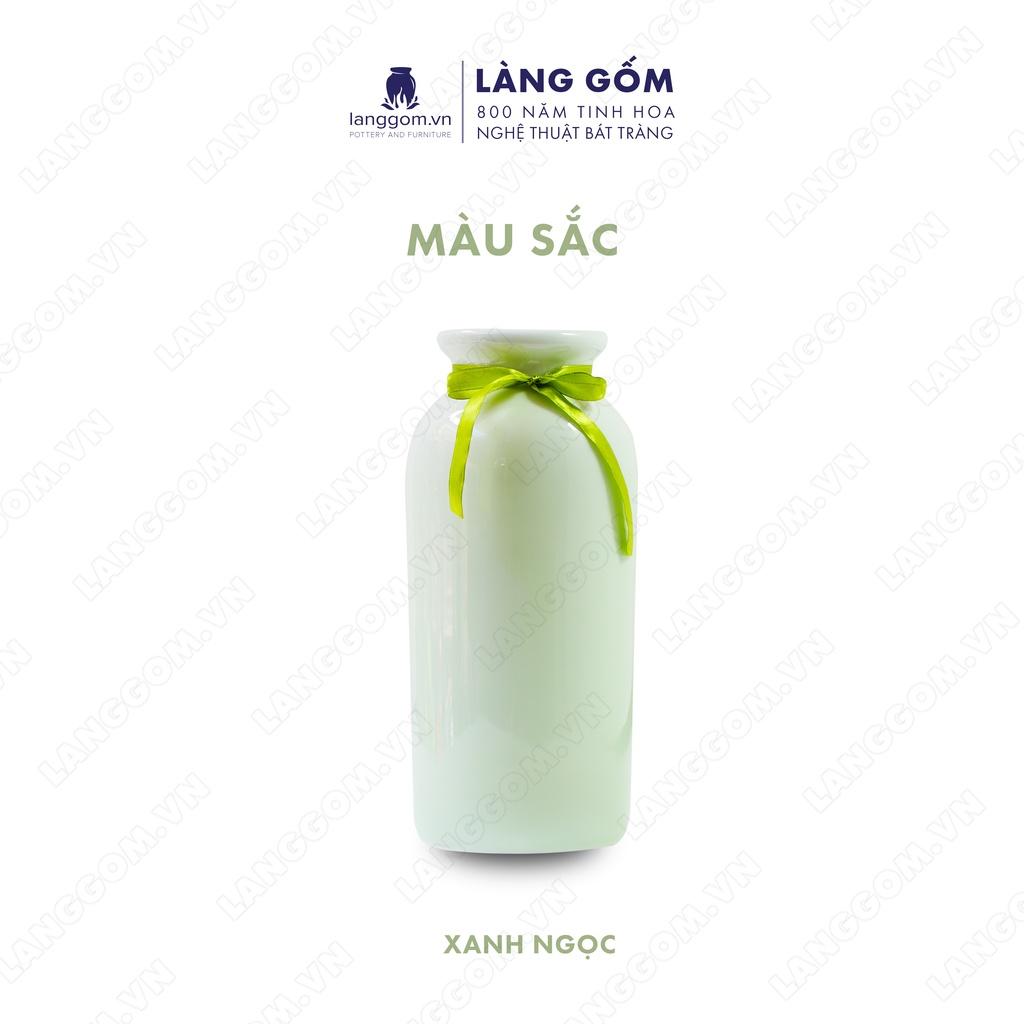 Bình hoa, lọ hoa Gốm sứ Bát Tràng cao cấp Men ngọc phích dùng làm quà tặng, trang trí - Làng Gốm Bát Tràng