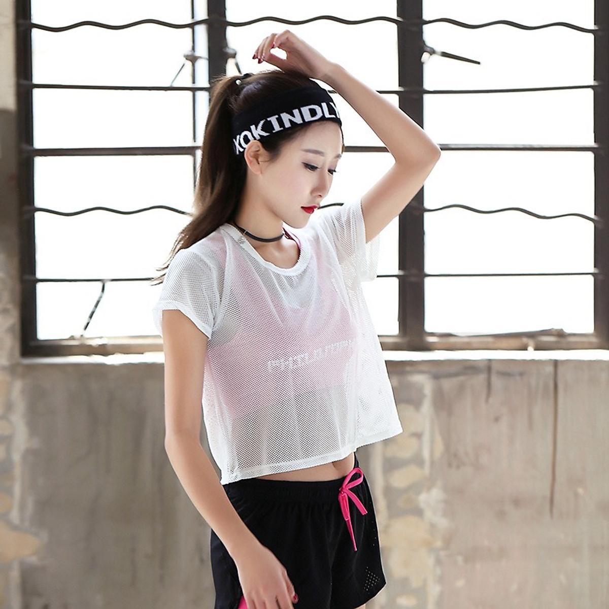 Áo Tank Top Lưới Croptop Cực Xinh Mặc Ngoài Áo Bra Tập Thể Thao, ĐI chơi - Trắng, Trắng