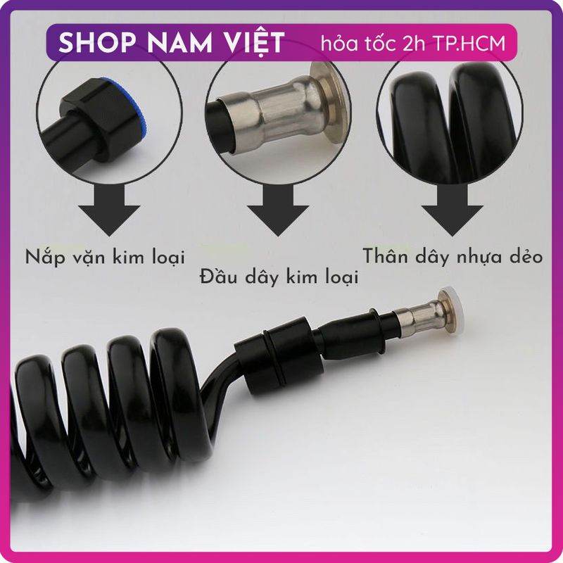 Dây Vòi Xịt Vệ Sinh Lò Xo Đầu Chụp Kim Loại