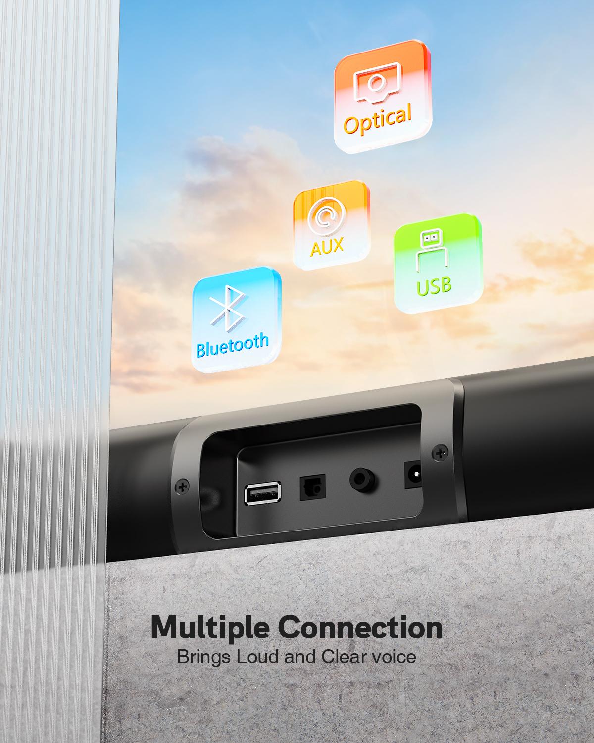 Ultimea 50W Soundbar cho Hệ thống rạp hát tại nhà TV 2.1Ch Hộp âm thanh với loa siêu loãng phụ 3D Stereo Bluetooth 5.0 loa Color: Tapio I Woofer Size/Full-Range Size: UK Plug