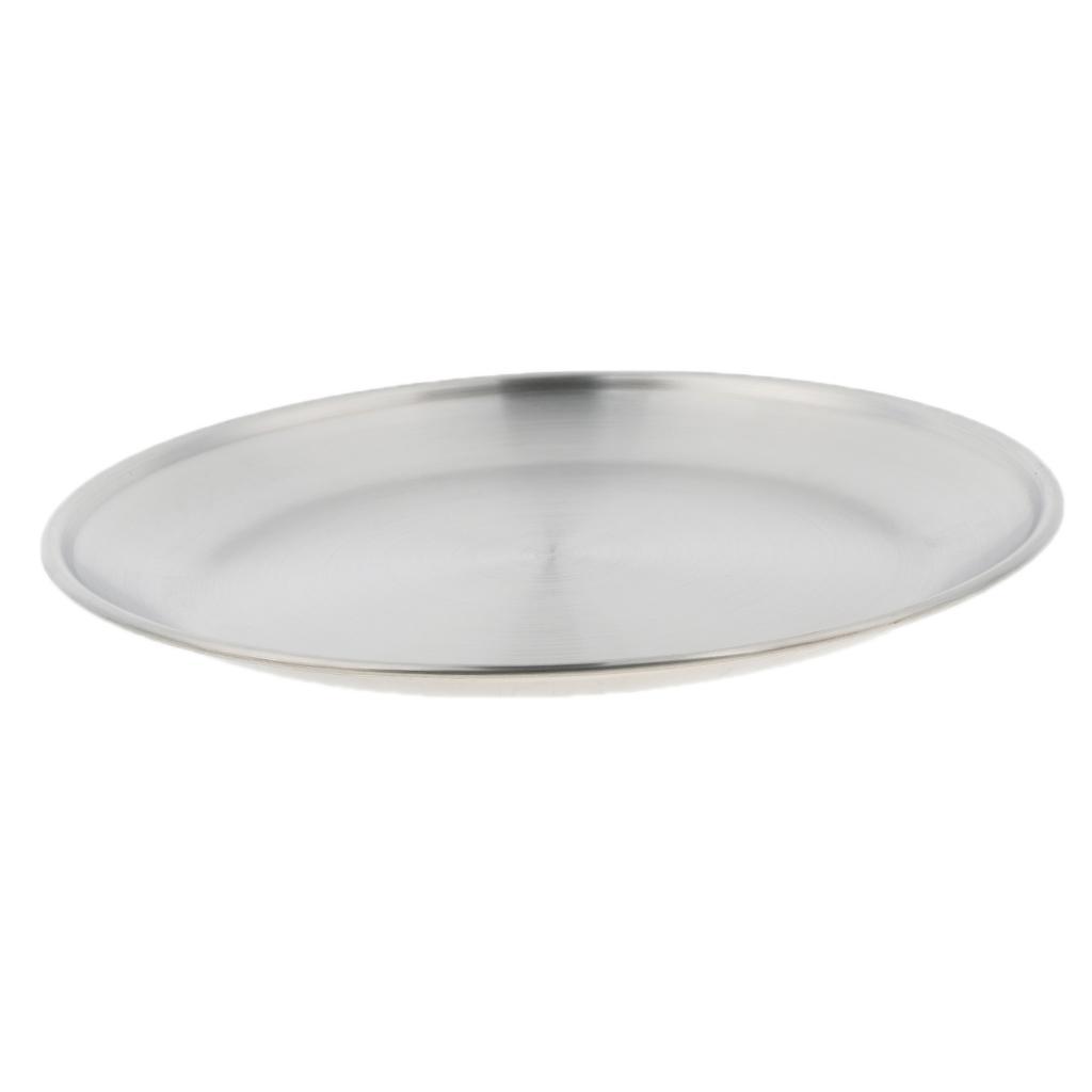 2-3pack Stainless Steel Round Plate Dish Camping Picnic Food Salad Container