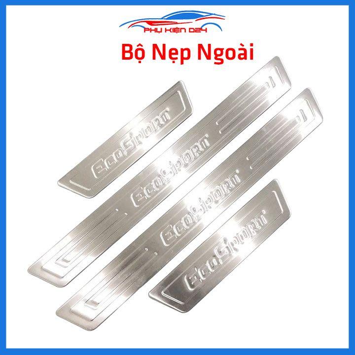 Bộ ốp bậc cửa trong ngoài nẹp bước chân Ecosport 2018-2019-2020-2021-2022 Inox chống trầy trang trí xe