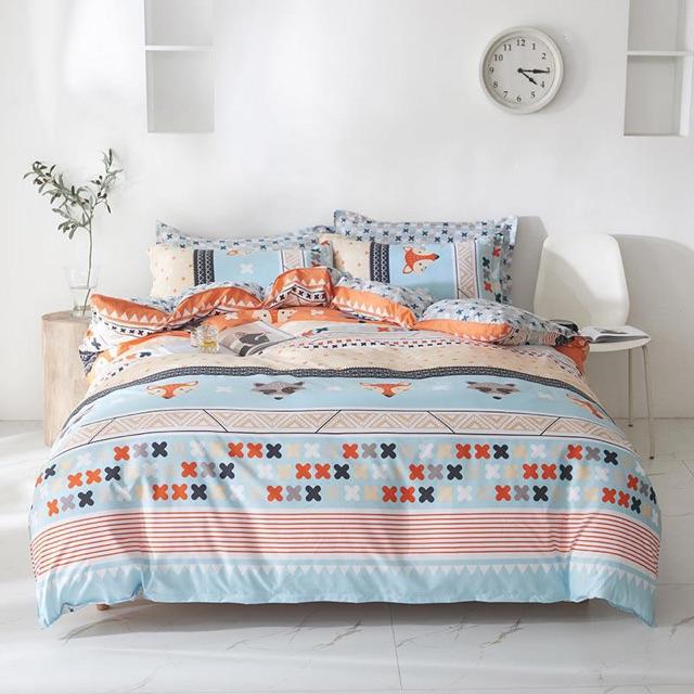 Set Chăn Ga Thổ Cẩm Bé Cáo Xinh Cotton Poly Đanh Mát Dày Dặn