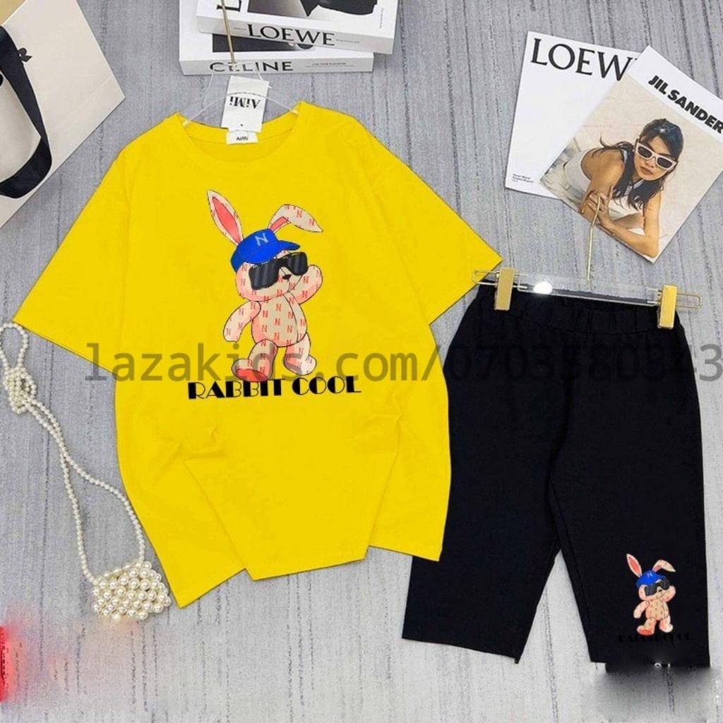 Set áo thun quần ngố bé gái vải cotton mềm đẹp 4 chiều chính phẩm RABBIT COOL cho bé 4 tuổi-14 tuổi