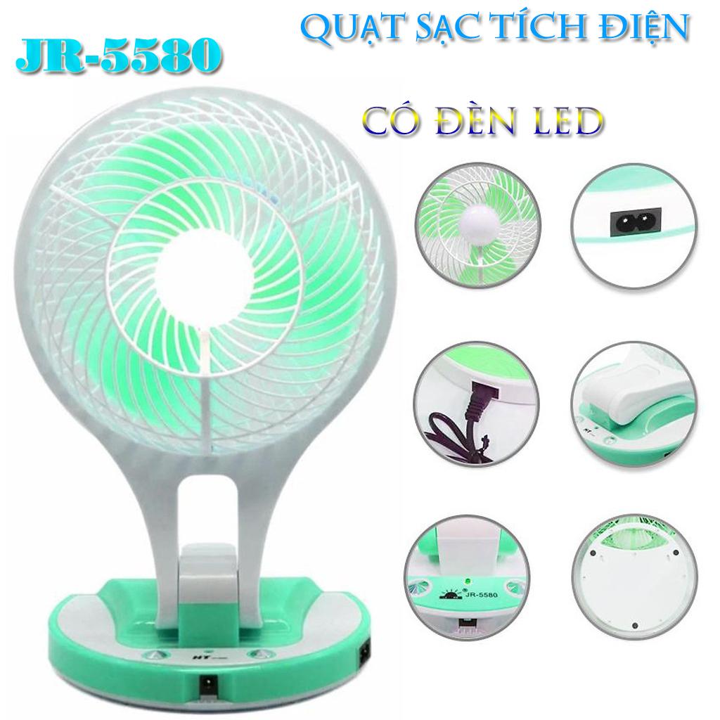 Quạt 3 Cánh Sạc Điện Có Đèn JR-5580 - Quạt MiniFan JR-5580 sạc tích điện đèn Led gấp gọn.