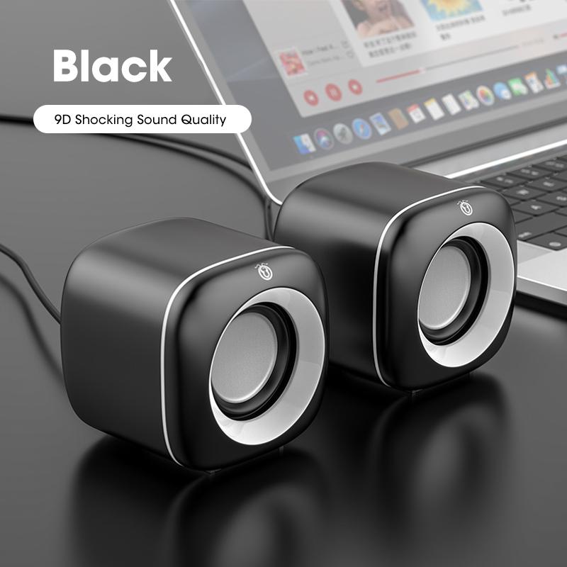 Loa máy tính có dây USB loa máy tính xách tay màu hồng Subwater Color: Black Speakers